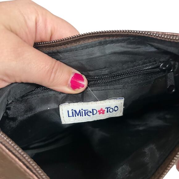 Limited Too Metallic Brown Faux-Leather Studded Shoulder Bag Y2K Indie Sleaze - Picture 5 of 7